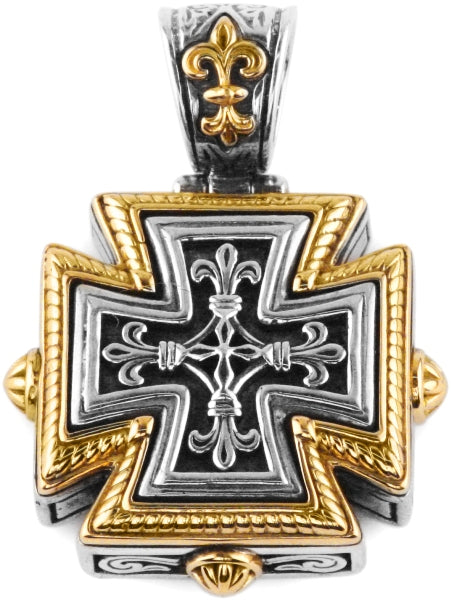 KONSTANTINO STERLING SILVER & 18K GOLD CROSS PENDANT FROM THE ARES COLLECTION