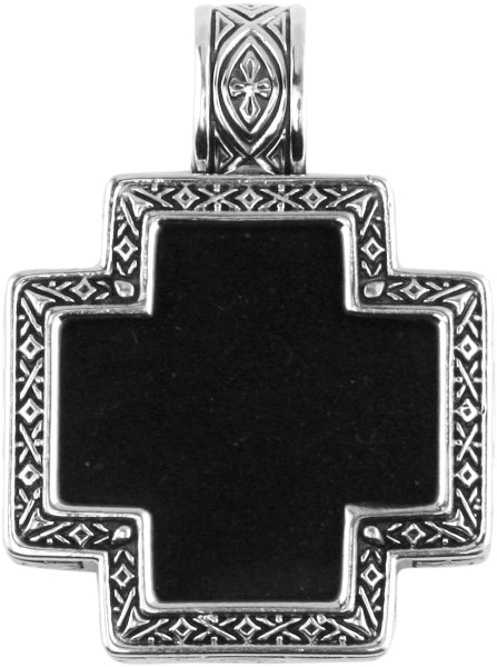 KONSTANTINO STERLING SILVER ONYX CROSS PENDANT FROM THE PAGANINI COLLECTION