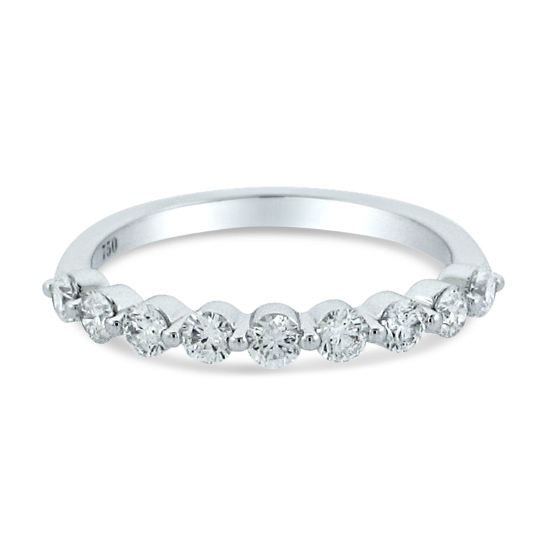 PRIVE' 18K WHITE GOLD 0.64CT DIAMOND SHARED PRONG WEDDING BAND