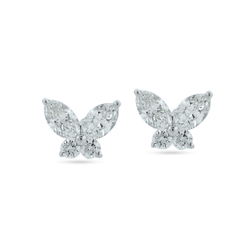 PRIVE' 18K WHITE GOLD 0.38CT DIAMOND BUTTERFLY STUDS