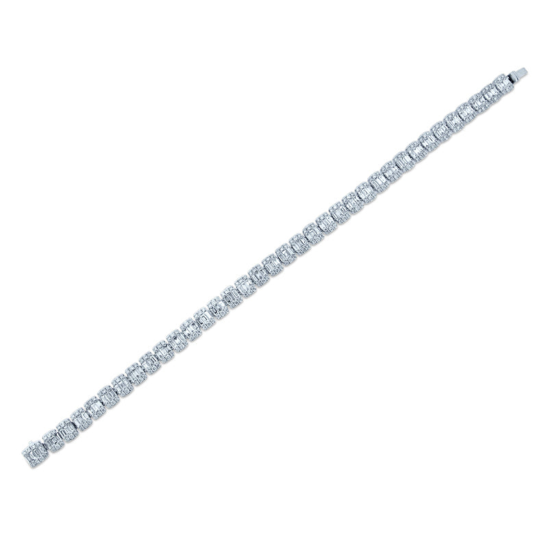 PRIVE' 18K WHITE GOLD 4.83CT BAGUETTE DIAMOND TENNIS BRACELET