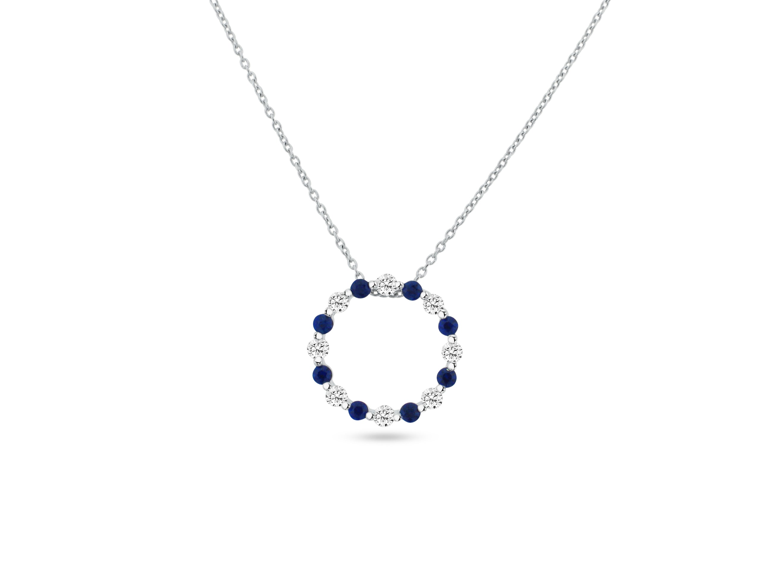 MULLOYS PRIVE18K WHITE GOLD .21CT VS1-2 CLARITY G COLOR DIAMONDS .24CT A+ SAPPHIRE HINCLUDING CHAIN