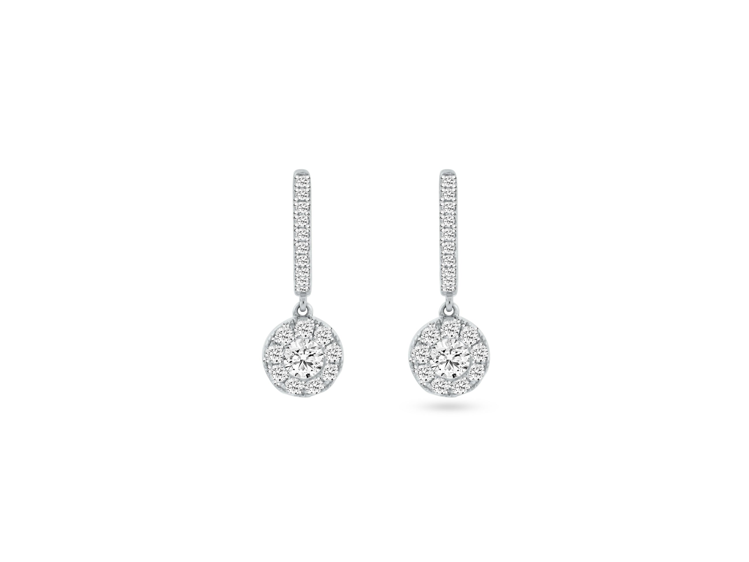 MULLOYS PRIVE18K WHITE GOLD .67CT VS1-2 CLARITY G COLOR DIAMOND DANGLES