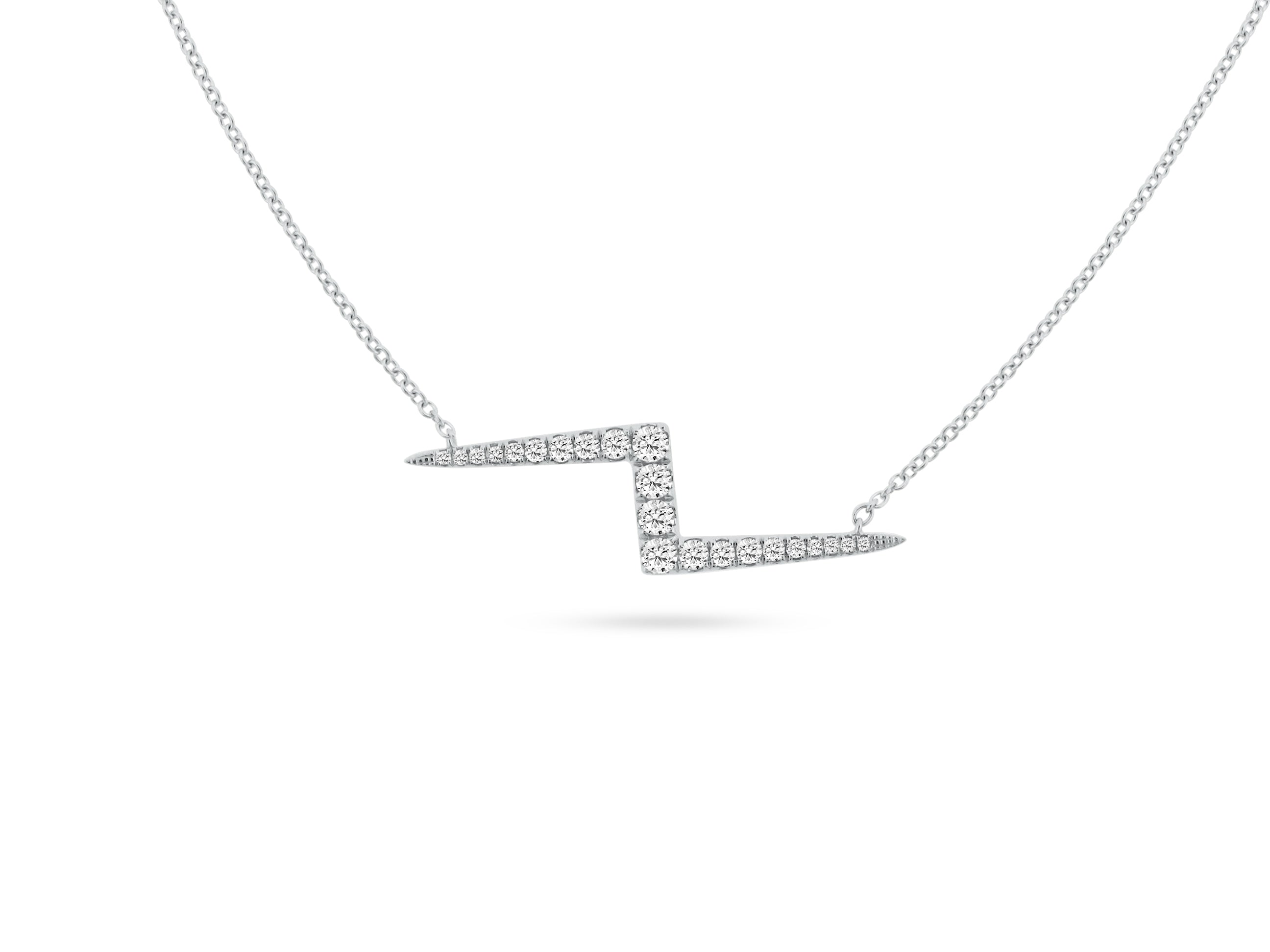 MULLOYS PRIVE18K WHITE GOLD .28CT VS1-2 CLARITY G COLOR DIAMOND "BOLT"NECKLACE