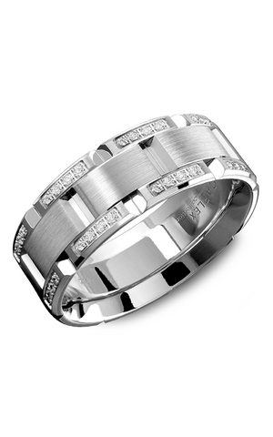 CARLEX 14K WHITE GOLD & 0.42CT DIAMOND G1 LUXARY MENS WEDDING BAND