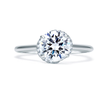 A.JAFFE QUILTED COLLECTION QUILTED MICRO PAVÉ ROUND DIAMOND CENTER HALO ENGAGEMENT RING 0.22