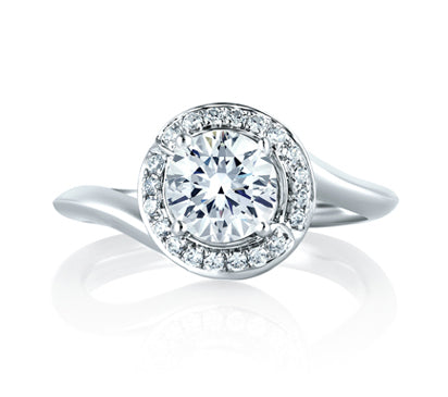 A.JAFFE METROPOLITAN ENGAGEMENT RING WITH A SWIRL AND HALO LOOK 0.14             (not including cen