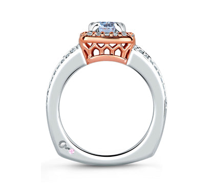 A.JAFFE METROPOLITAN TWO TONE SPLIT SHANK WITH REGAL CARRIAGE CENTER SETTING ENGAGEMENT RING 0.48