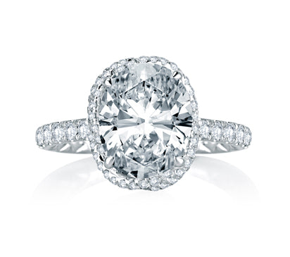 A.JAFFE QUILTED COLLECTION DAZZLING OVAL PAVÉ VINE-CROSSOVER DIAMOND ENGAGEMENT RING 0.45