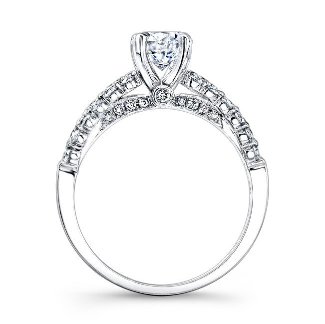 Natalie K  18k White Gold Prong and Bezel Round Diamond Engagement Ring (center stone sold separately)